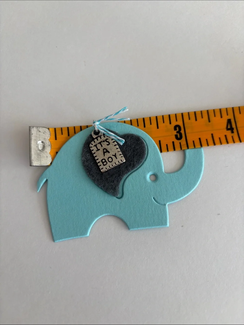 Light Blue Elephant Baby Announcement Tag - 
